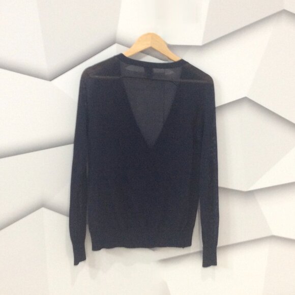 Anne Klein Button-Down Sheer Silky Cardigan *NAVY* - Picture 2 of 6